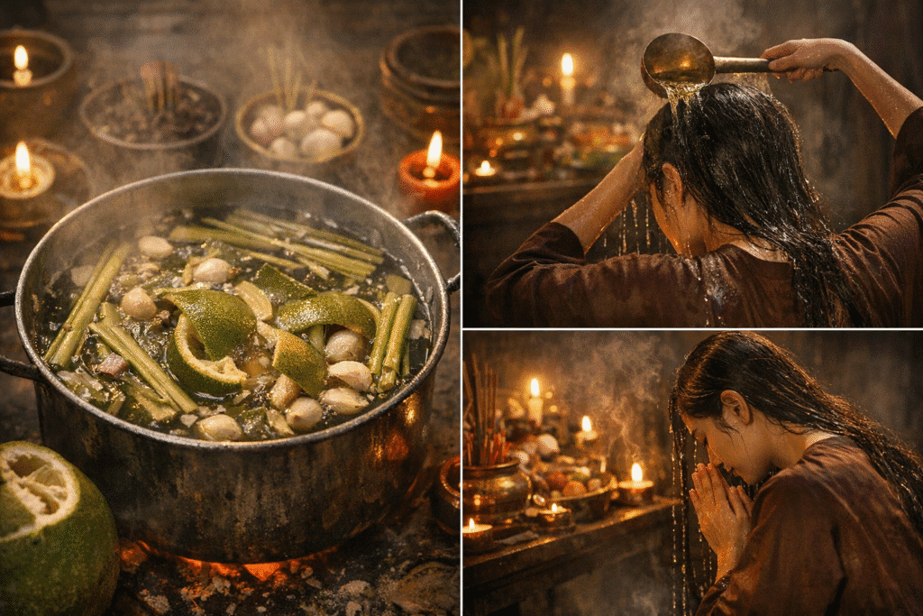 Nồi Nước Xả Xui Giao Thừa: Vỏ Bưởi, Sả, Tỏi Và Lời Cam Kết Cho Năm Mới