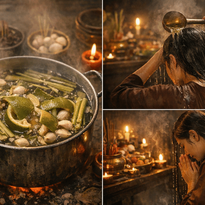 Nồi Nước Xả Xui Giao Thừa: Vỏ Bưởi, Sả, Tỏi Và Lời Cam Kết Cho Năm Mới